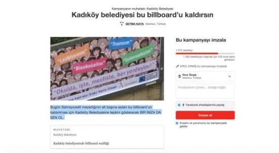 Haber | KADIKY BELEDYESݒNN LGBT TEMALI BLLBOARDLARINA KARI HOMOFOBK KAMPANYA